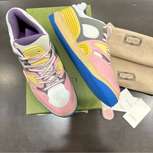 Gucci Women's Basket Lace Up Low Top Sneakers Size 8.5 New - Picture 4 of 15